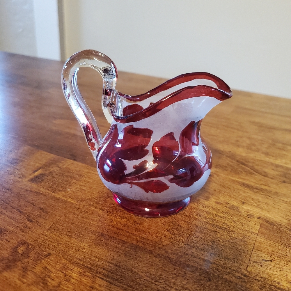 Vintage Hand Blown Ruby Glass Cruet
